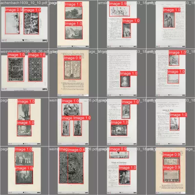 Screenshot aus einer algorithmische Erkennung von Kunstwerken in Auktionskatalogen, generiert mit Hilfe von YOLO-Ultralytik